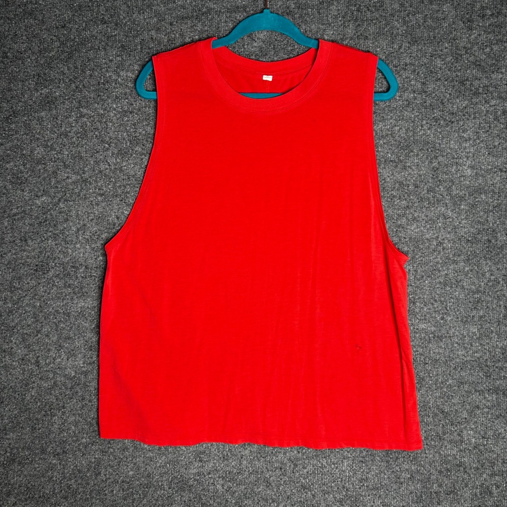 Lululemon Mens Sleeveless Training Tank Top Red Crew Neck Gym Shirt Size XL